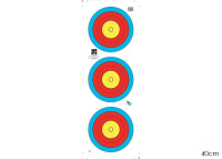 WORLD ARCHERY TARGET FACES 3-SPOT VERTICAL 5 RINGS